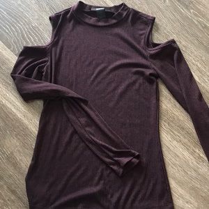 Dark Plum Cold Shoulder Long Sleeve